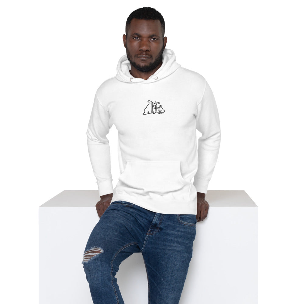 "Classic White" -- Premium Embroidered Hoodie